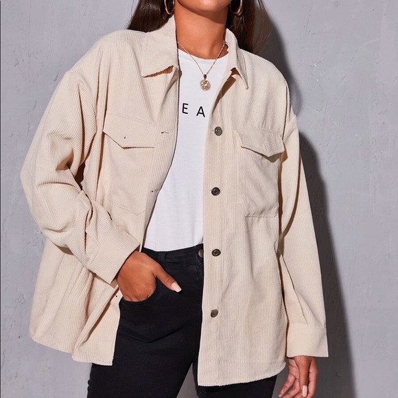 SHEIN Jackets & Blazers - Shein Corduroy Drop Shoulder Button-Front Jacket Size XS